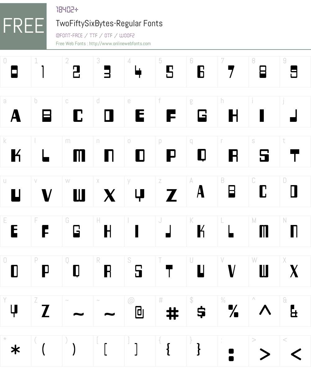 256 Bytes Font Screenshots