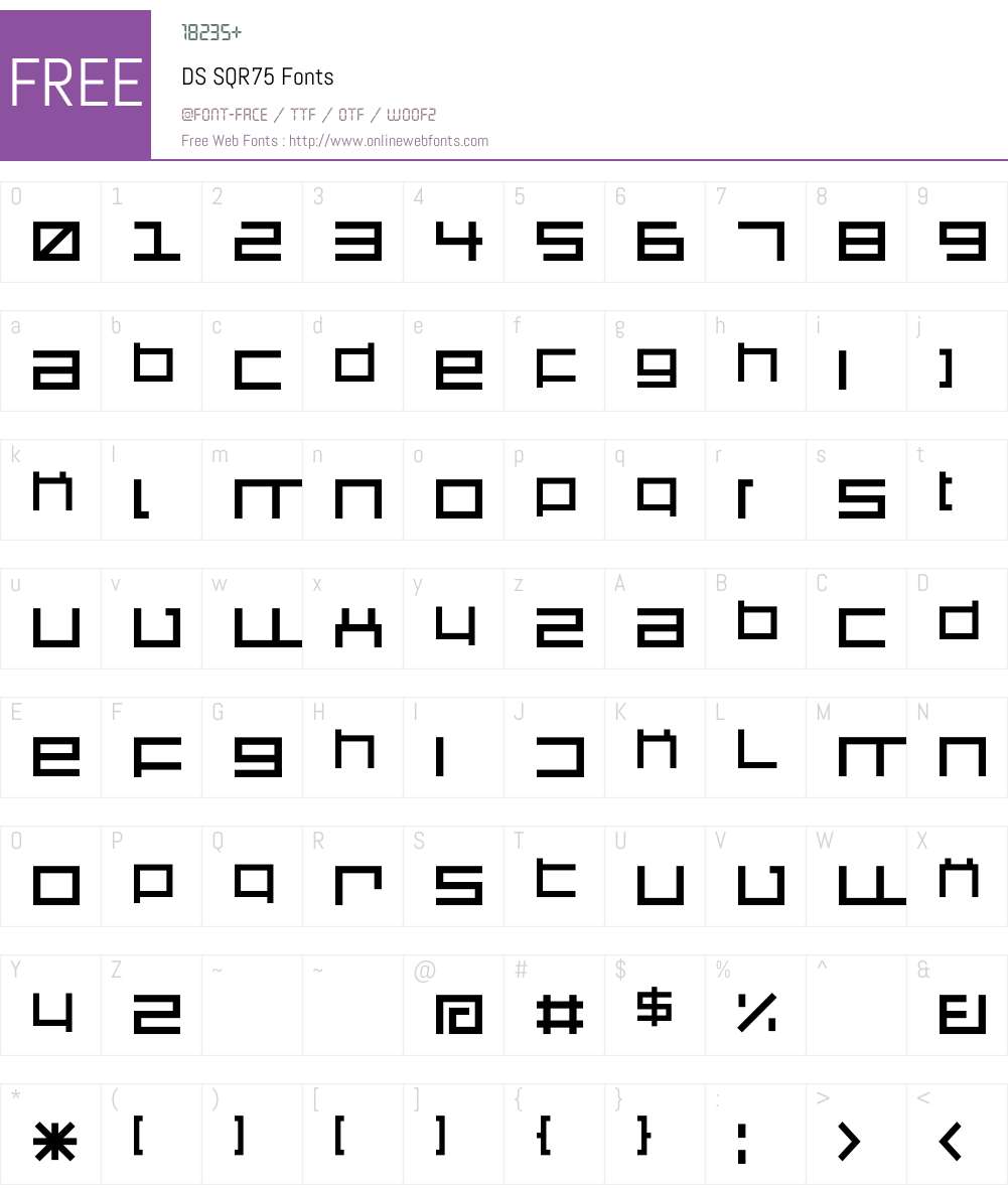 DS SQR75 Font Screenshots