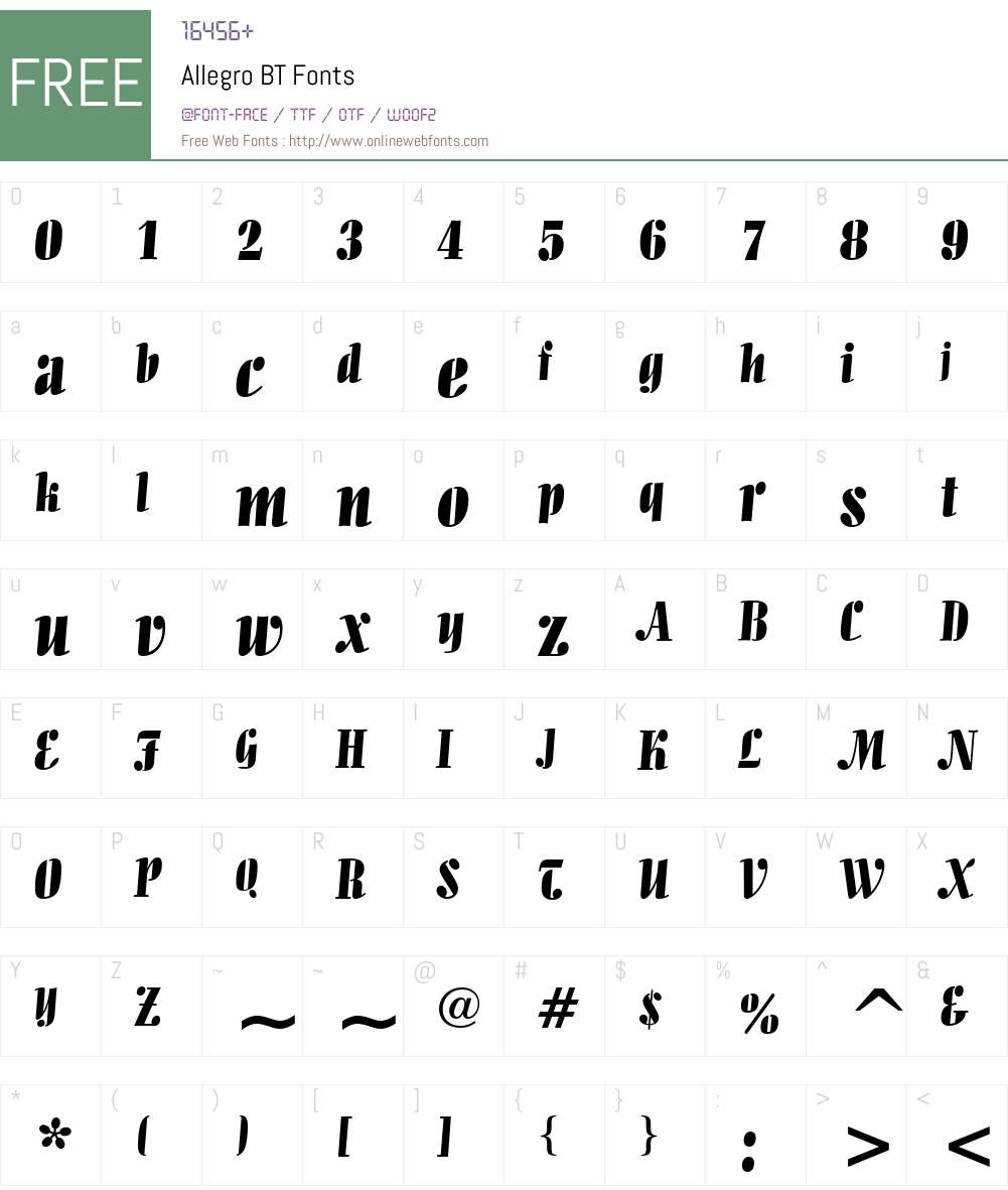Allegro BT Font Screenshots