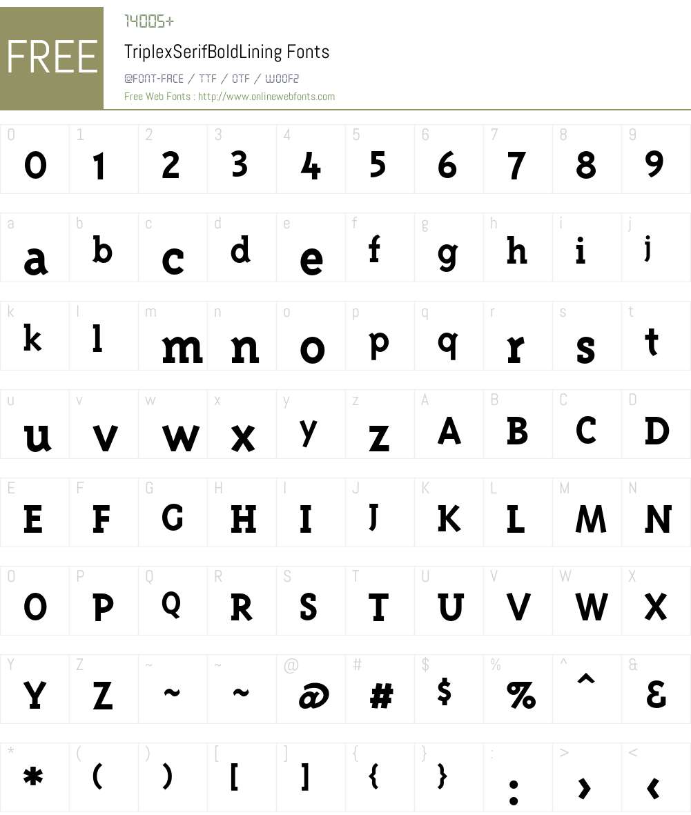TriplexSerifBoldLining Font Screenshots