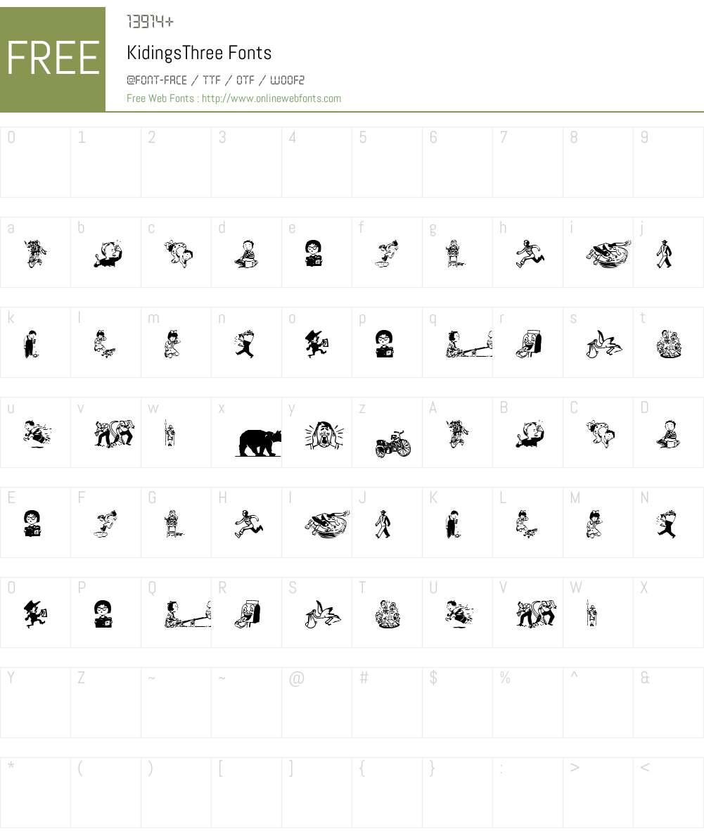 KidingsThree Font Screenshots