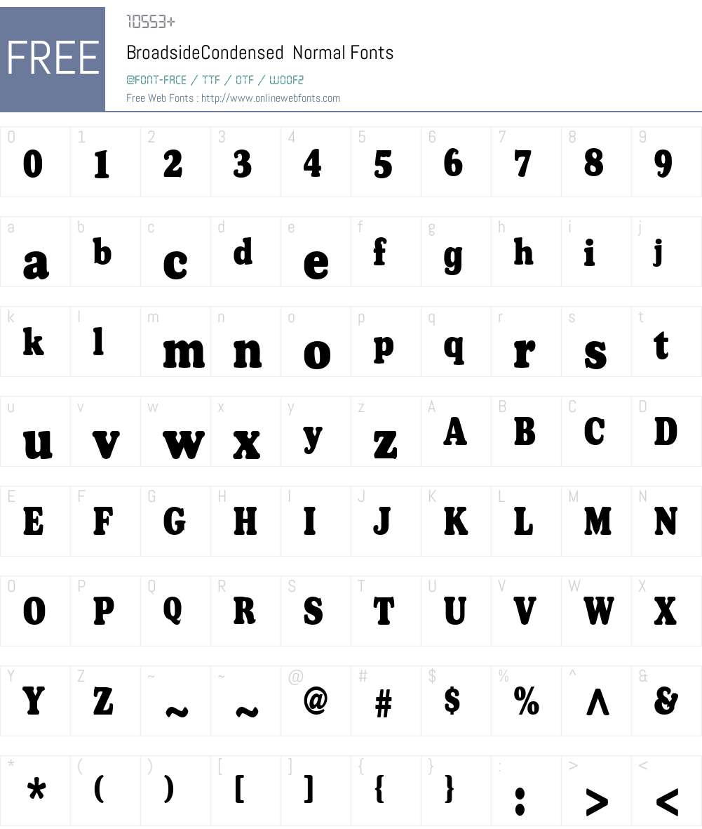 BroadsideCondensed Font Screenshots