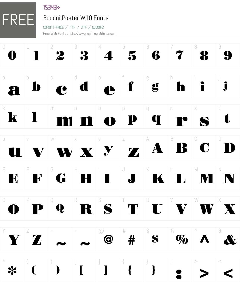 BodoniPosterW10 Font Screenshots