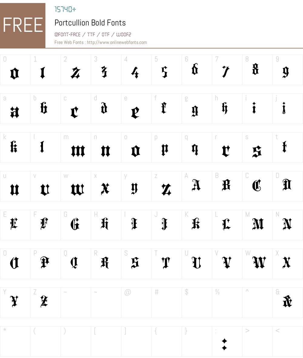 Portcullion Font Screenshots