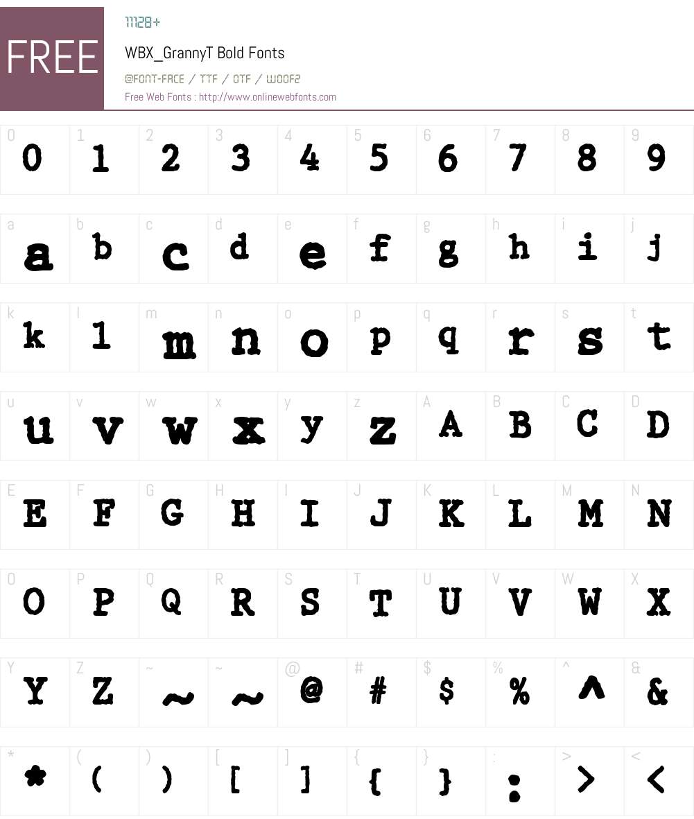 WBX_GrannyT Font Screenshots