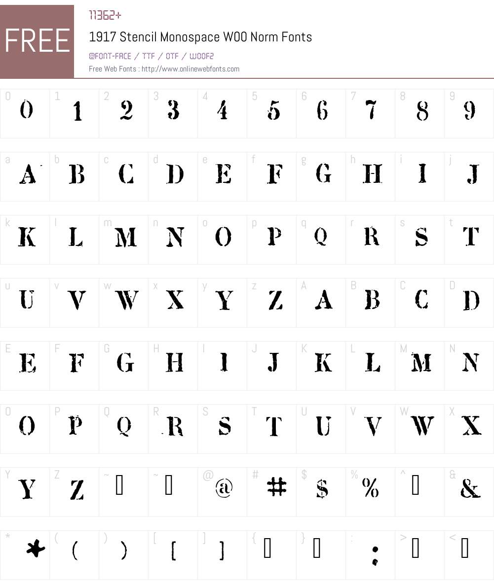 1917 Stencil Monospace Font Screenshots