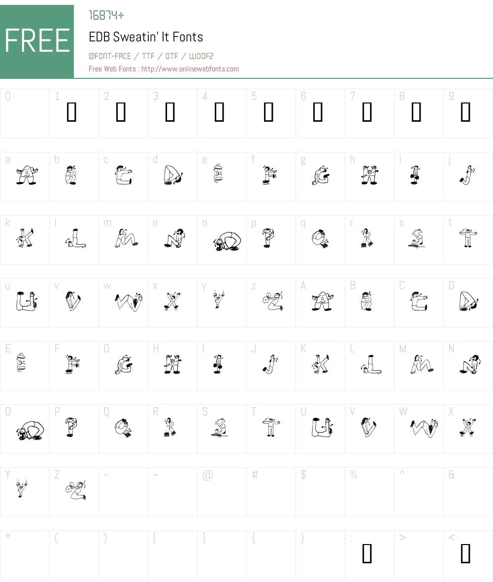 EDB Sweatin' It Font Screenshots