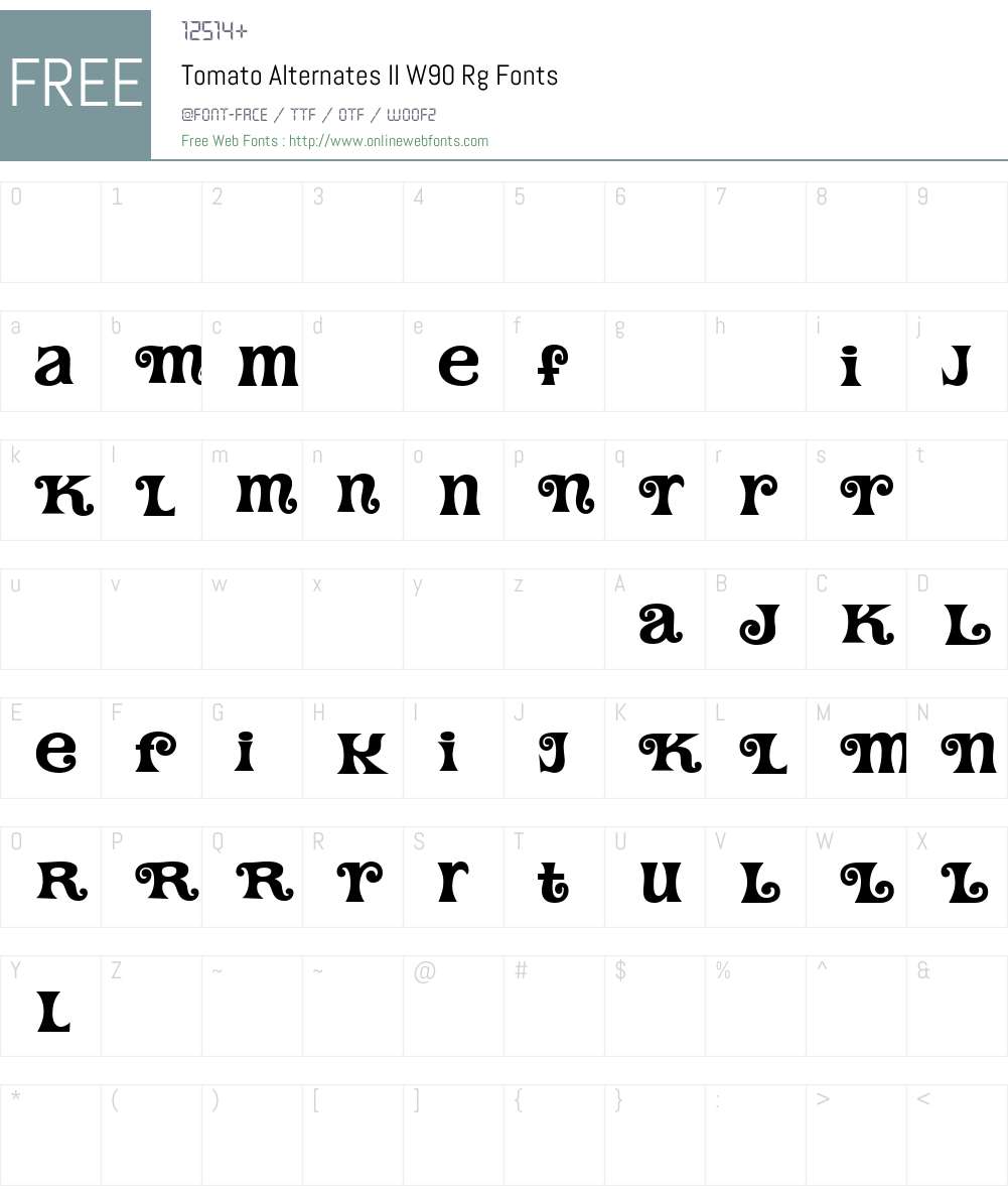 TomatoAlternatesIIW90-Rg Font Screenshots