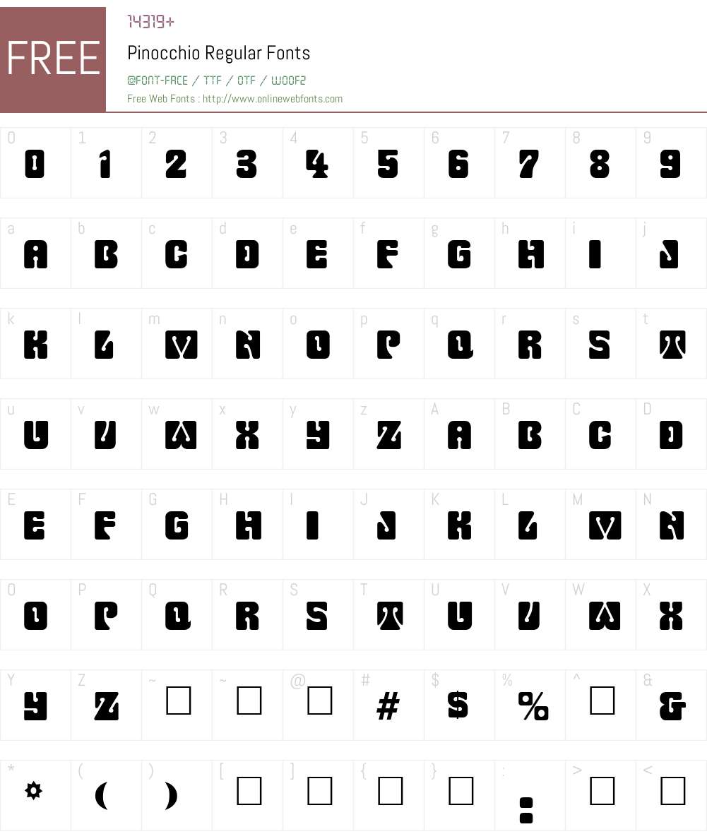 Pinocchio Font Screenshots