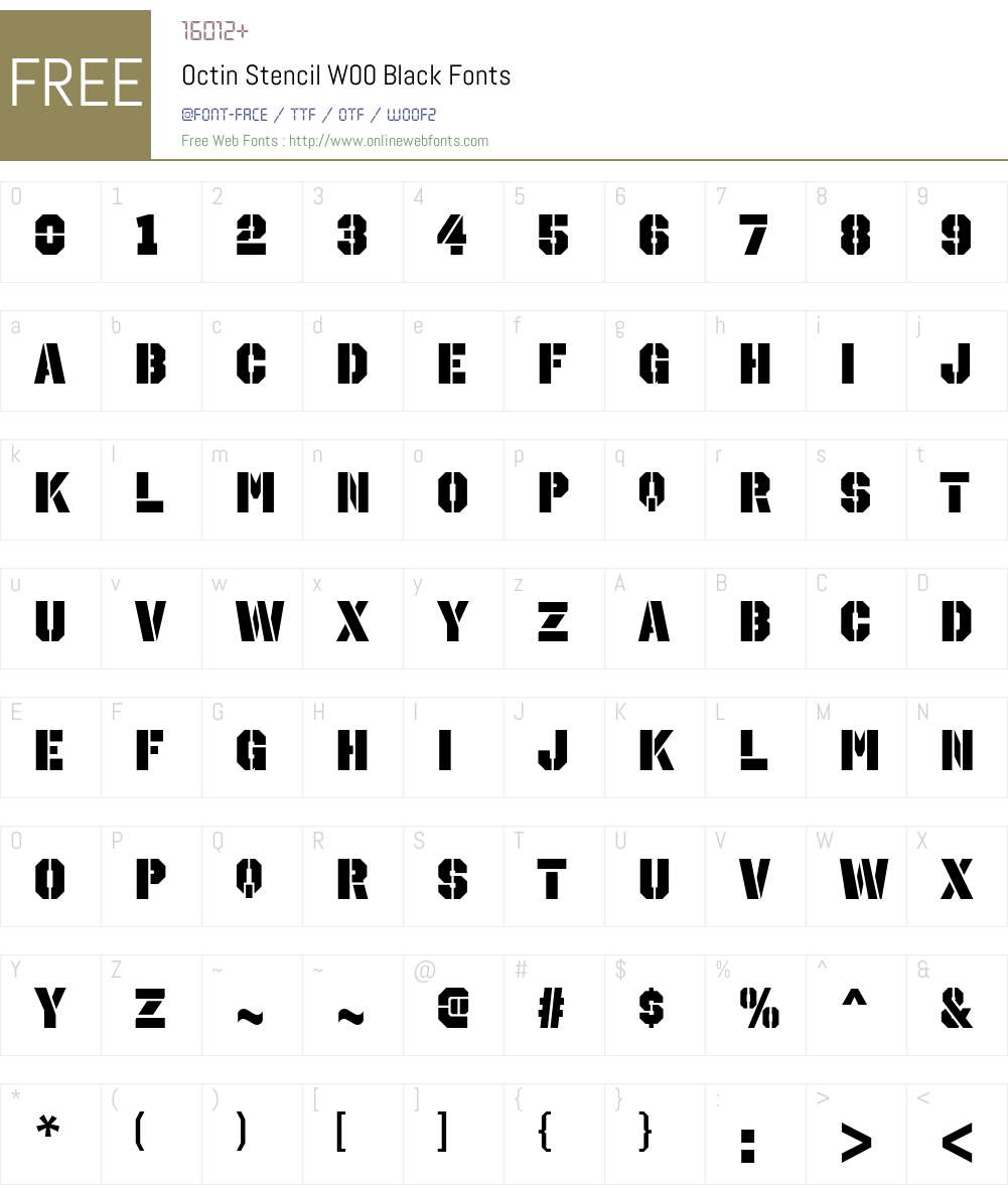 OctinStencilW00-Black Font Screenshots
