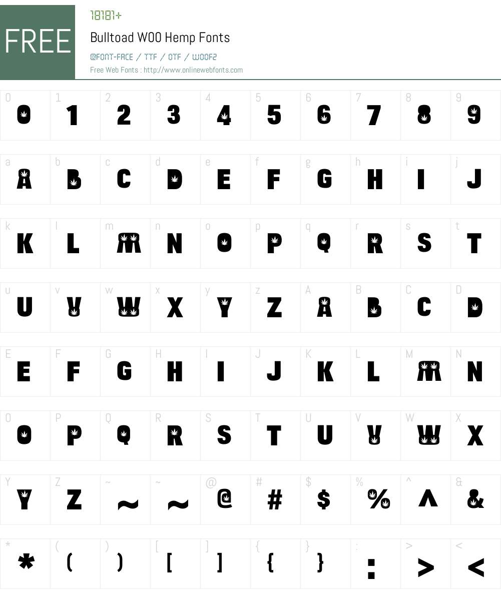 BulltoadW00-Hemp Font Screenshots
