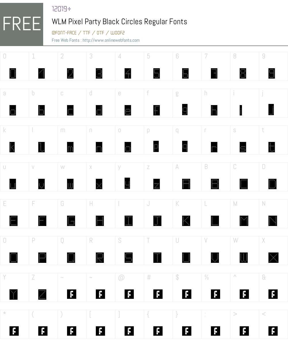 WLM Pixel Party Black Circles Font Screenshots