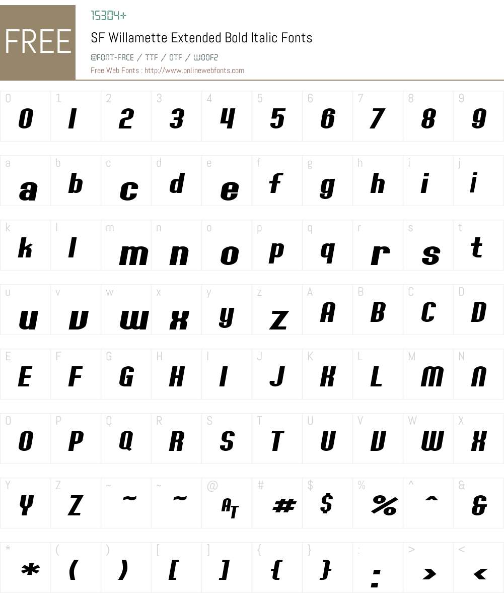 SF Willamette Extended Font Screenshots