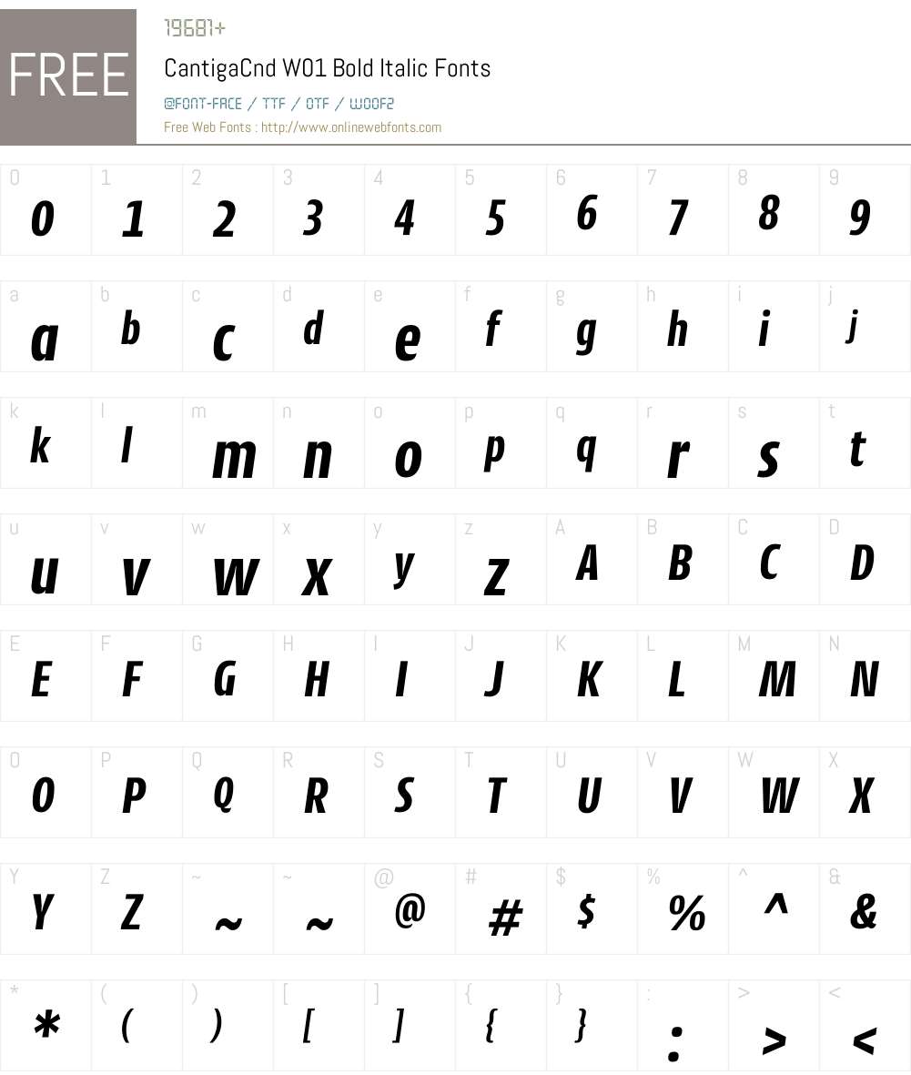 CantigaCndW01-BoldItalic Font Screenshots