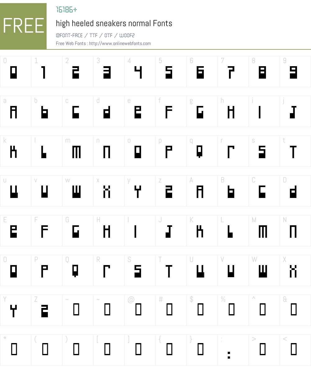 high heeled sneakers Font Screenshots