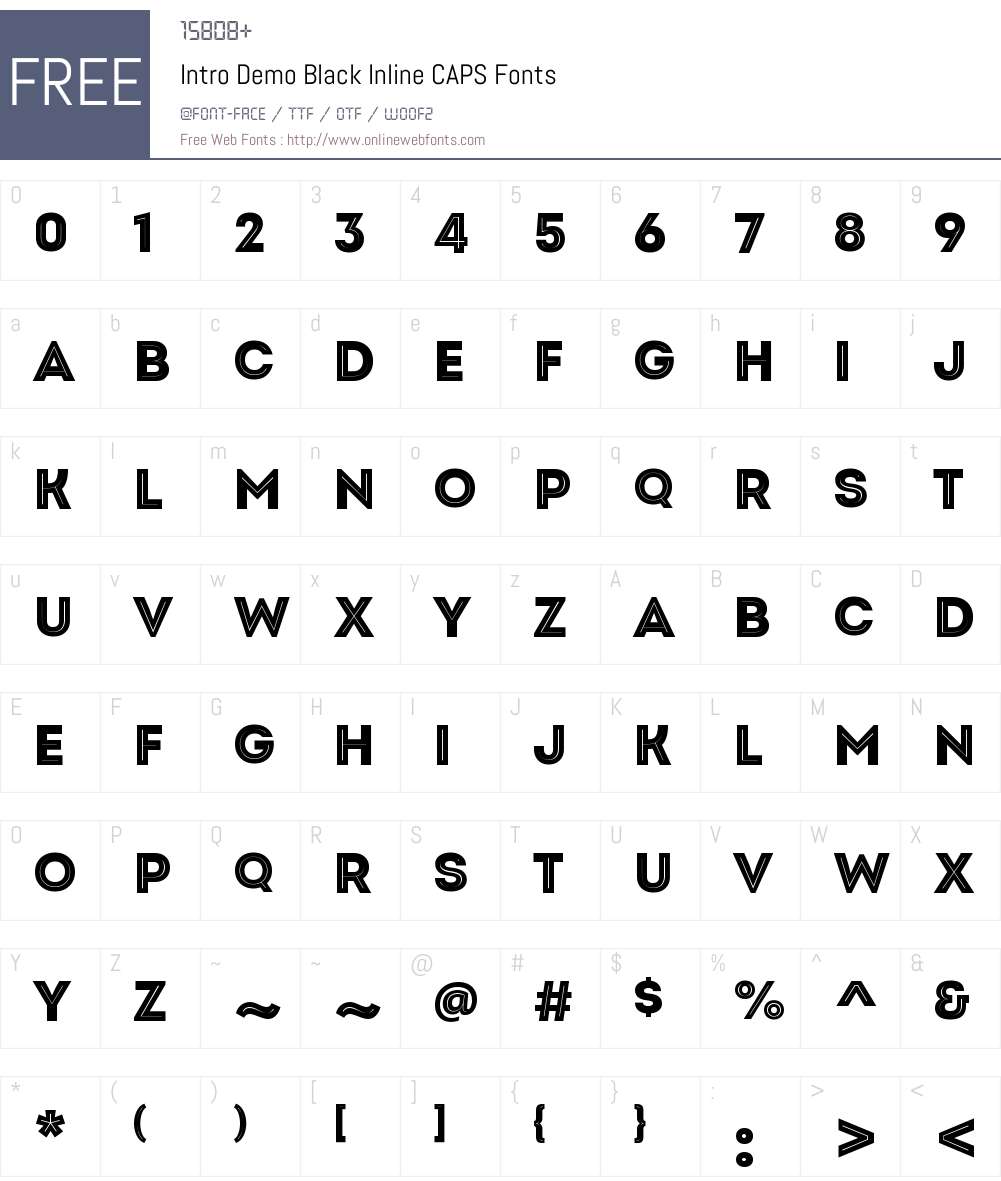 Intro Demo Black Inline CAPS Font Screenshots