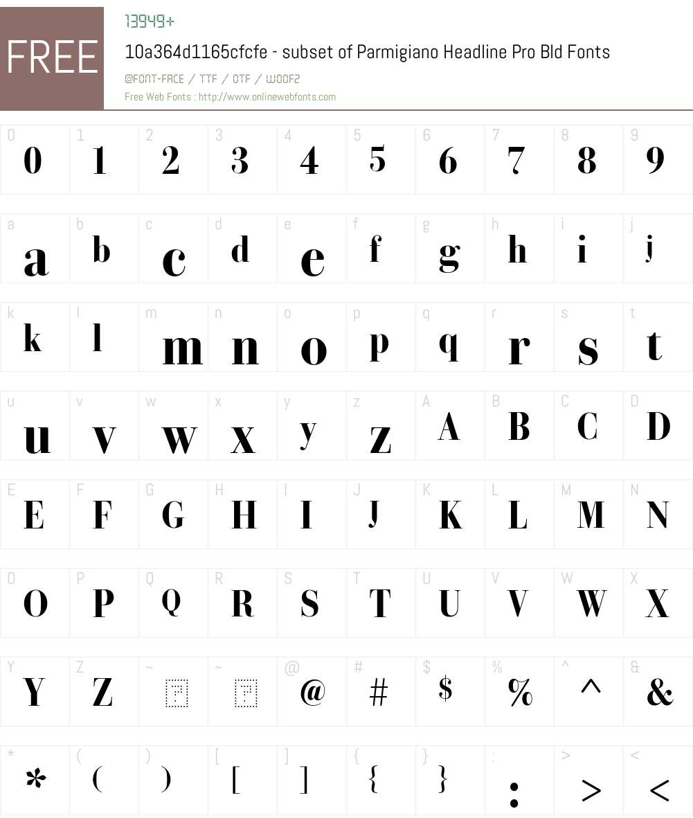 10a364d1165cfcfe - subset of Parmigiano Headline Pro Bld Font Screenshots