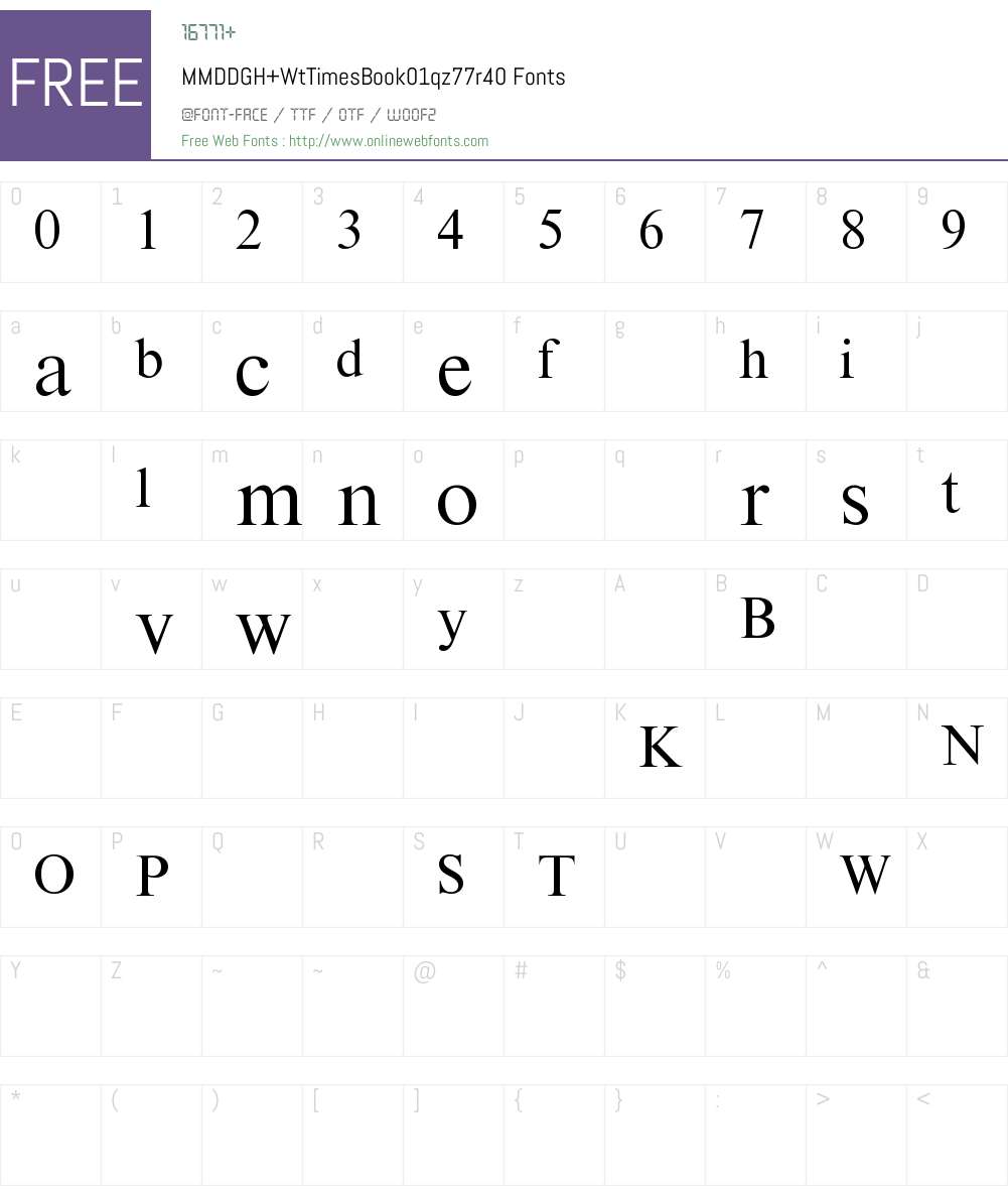 MMDDGH+WtTimesBook01qz77r40 Font Screenshots