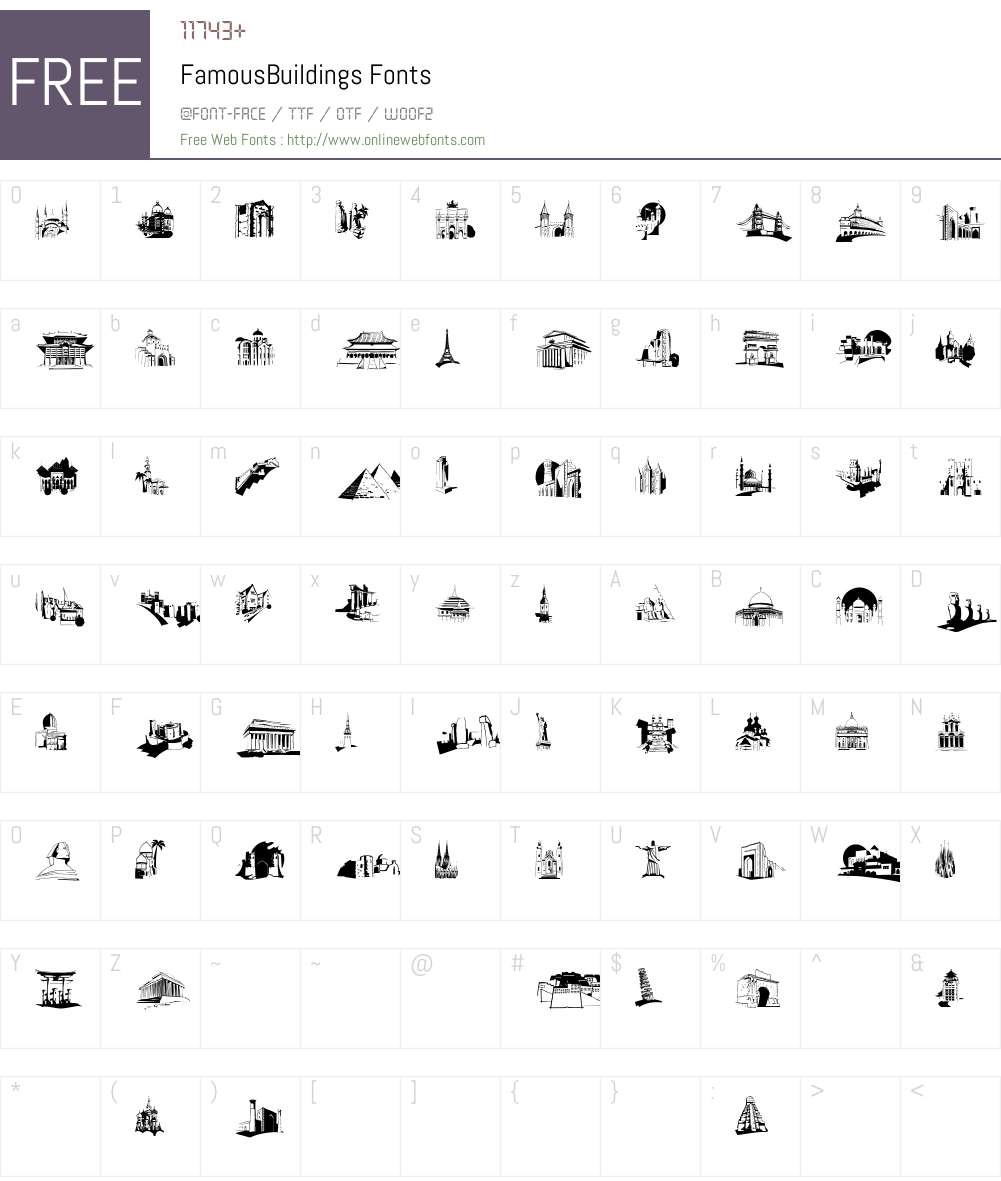 FamousBuildings Font Screenshots