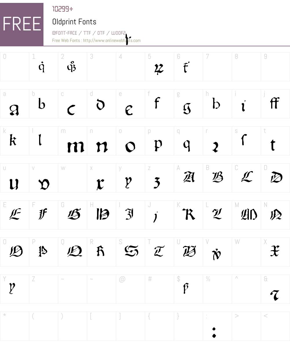 Oldprint Font Screenshots