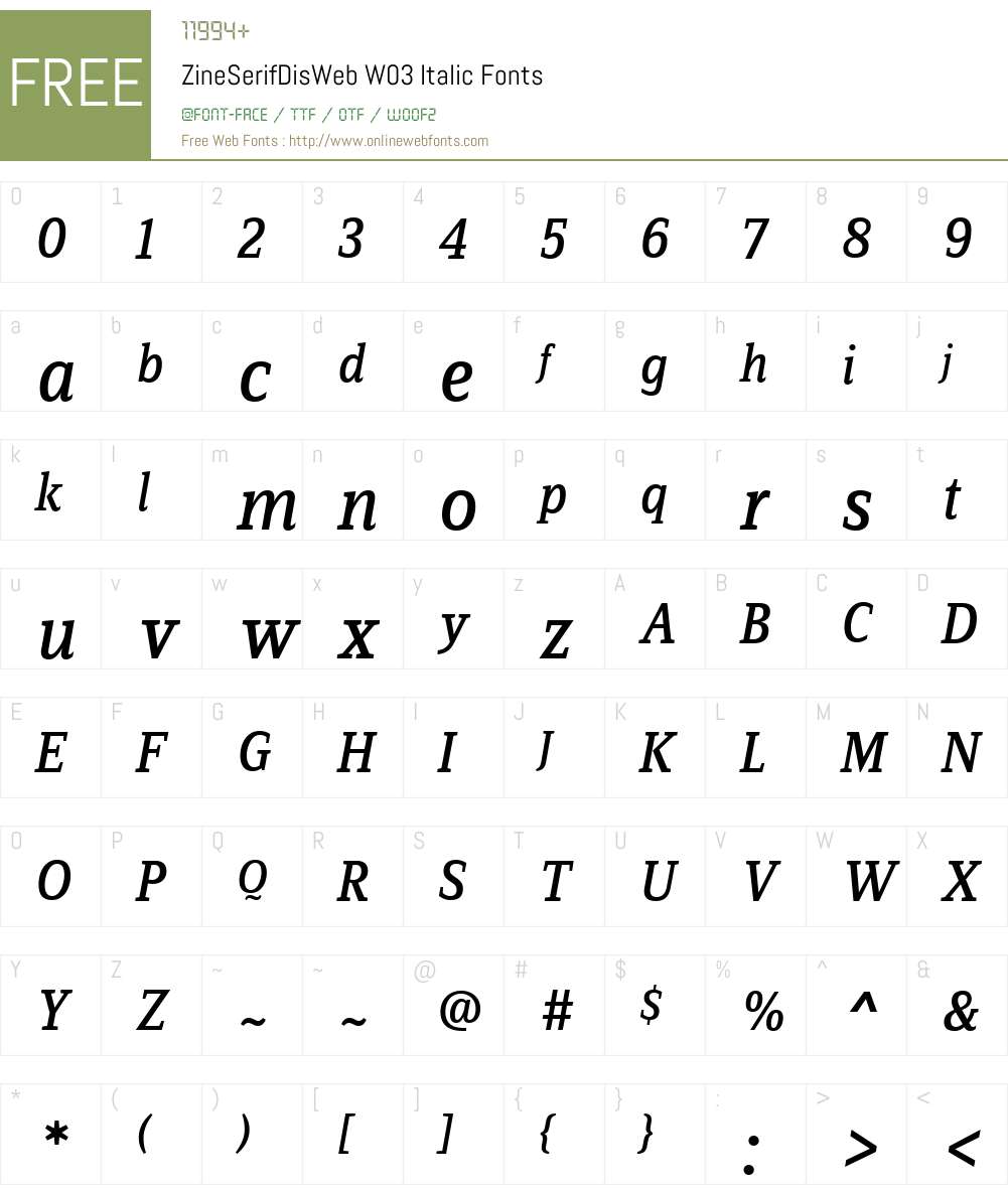FF Zine Serif Display Font Screenshots