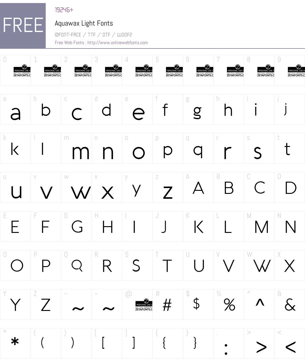 Aquawax Font Screenshots