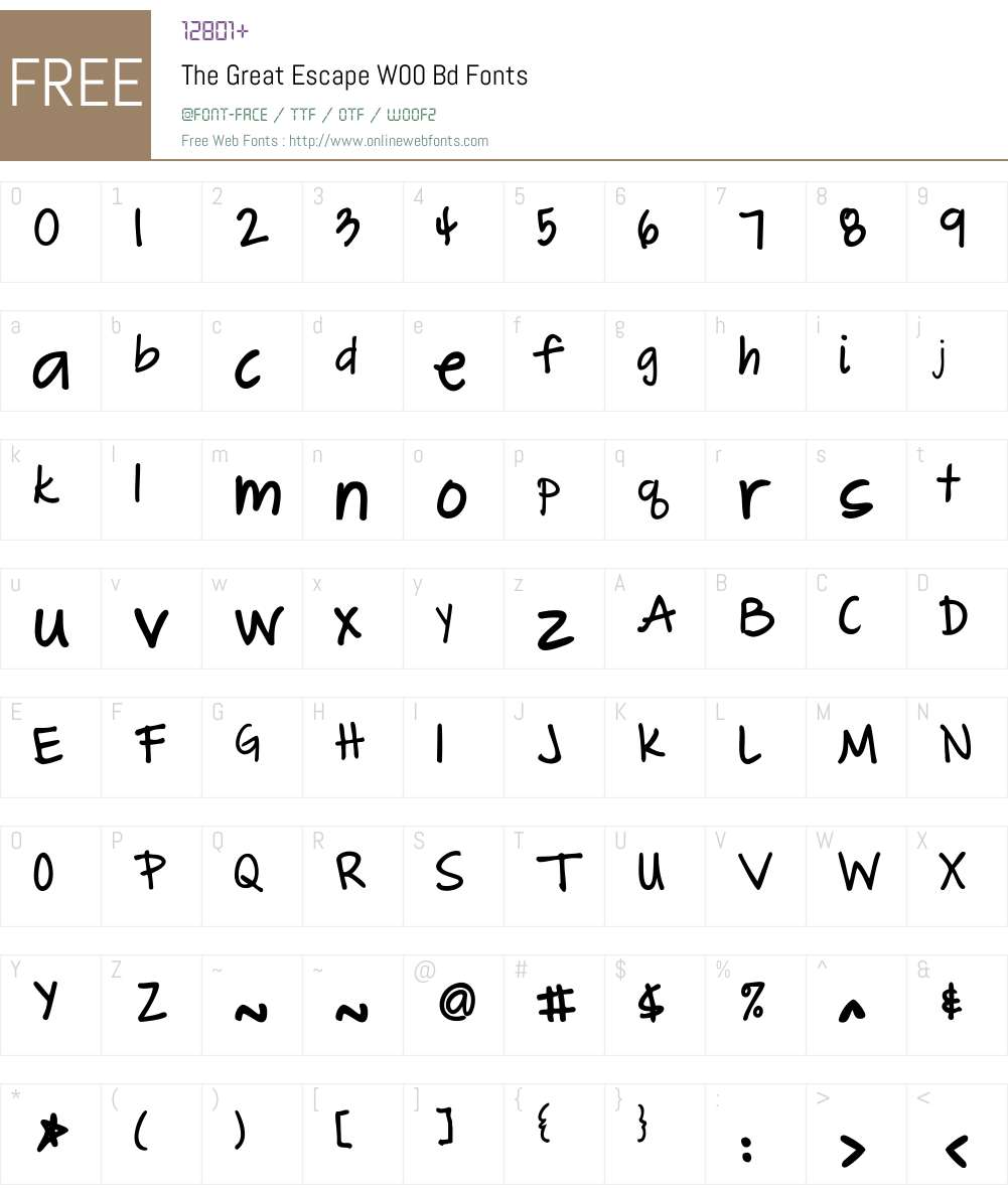 TheGreatEscapeW00-Bd Font Screenshots