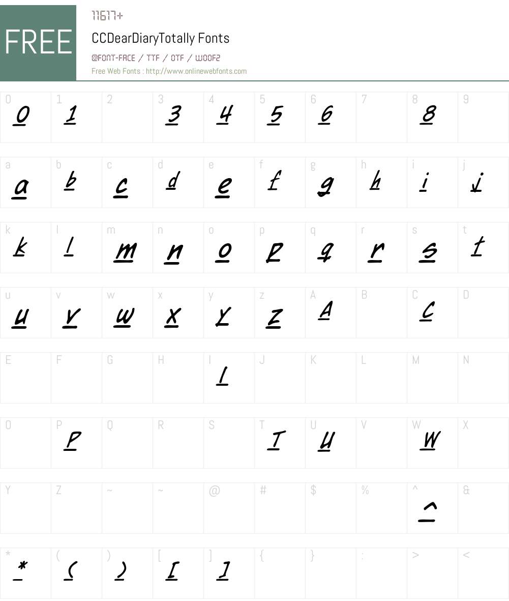CCDearDiaryTotally Font Screenshots