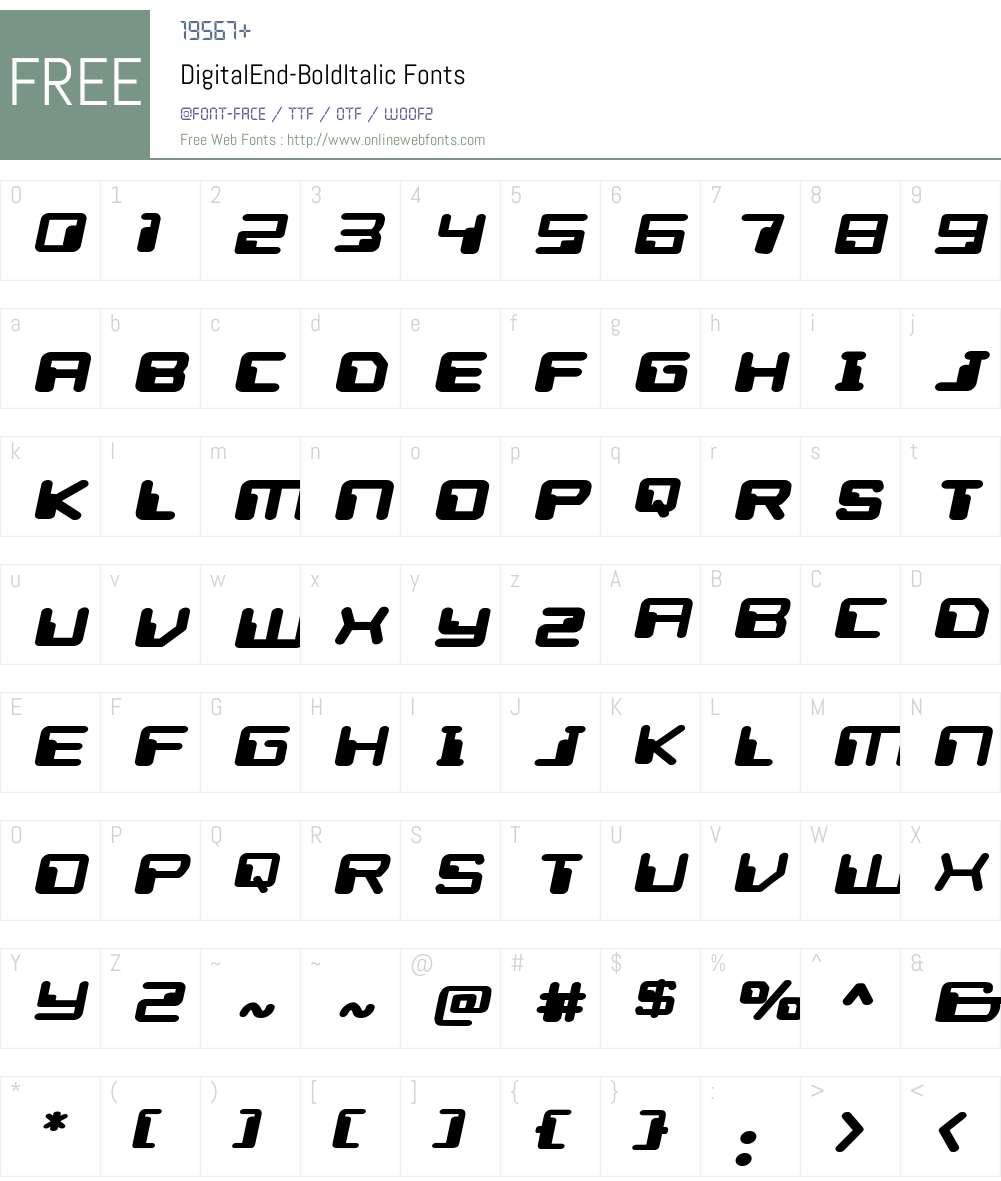 Digital End Font Screenshots
