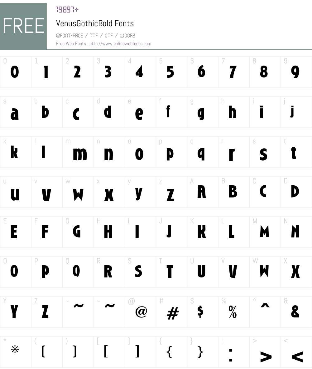 VenusGothicBold Font Screenshots