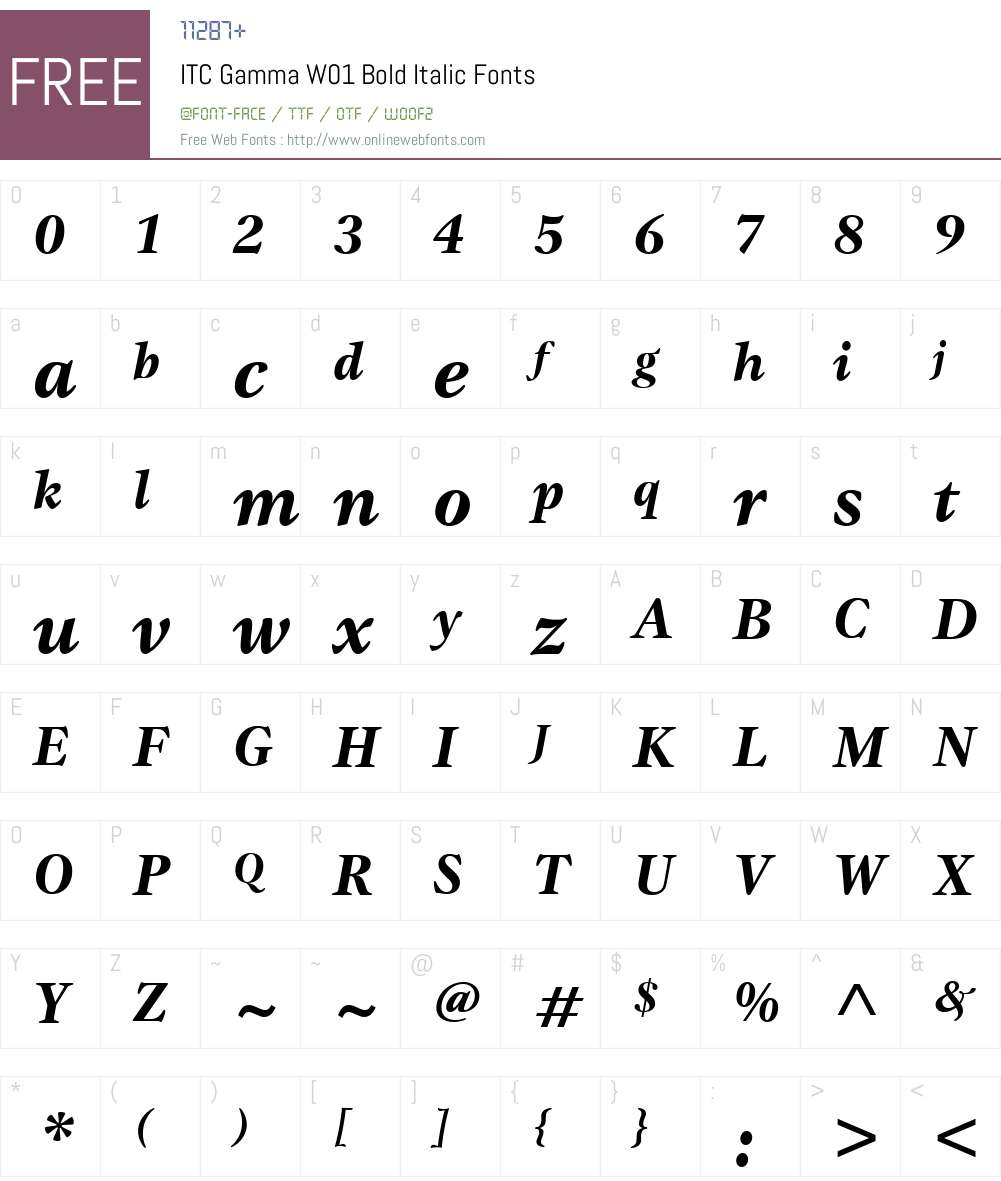 ITCGammaW01-BoldItalic Font Screenshots