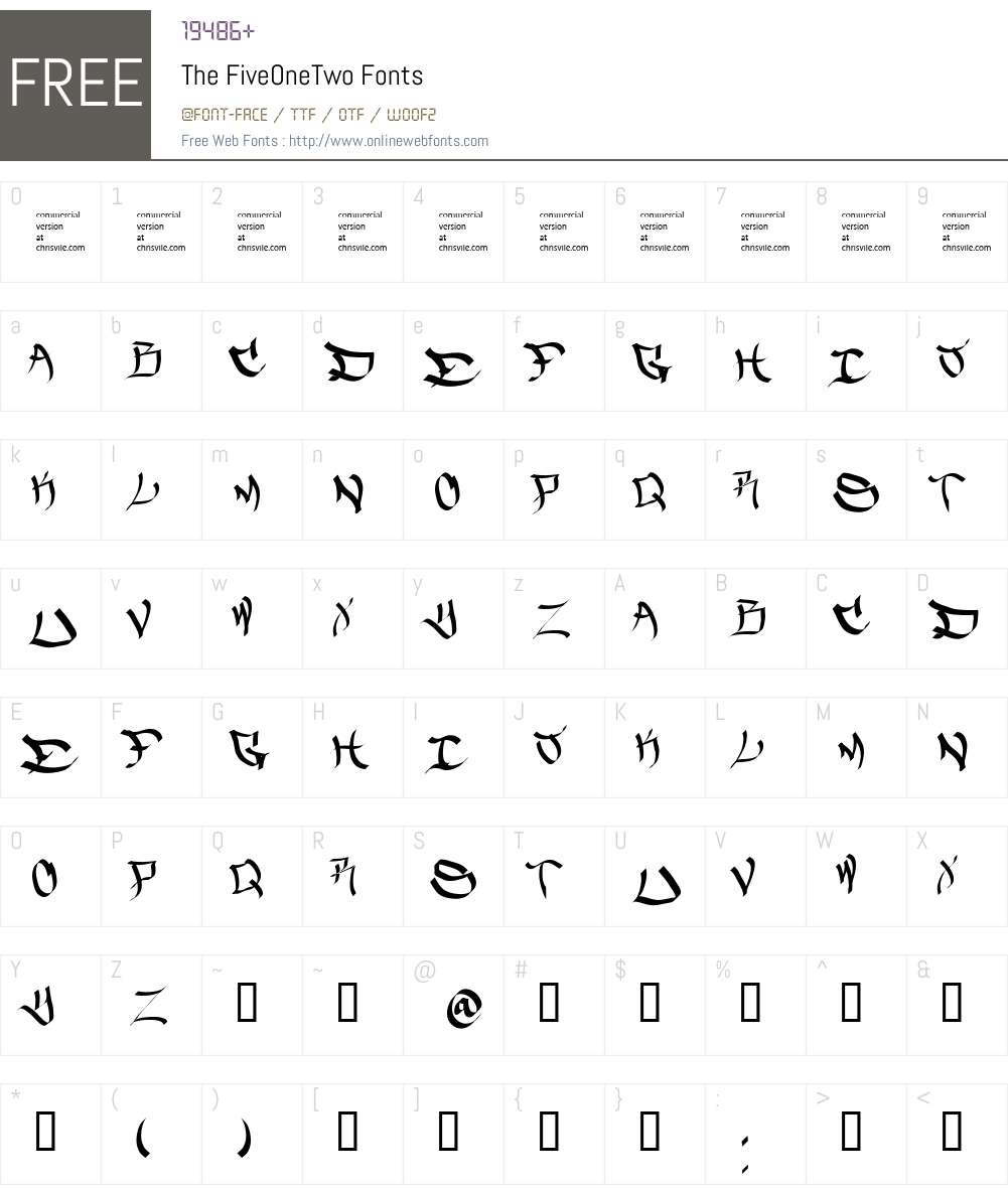 The FiveOneTwo Font Screenshots