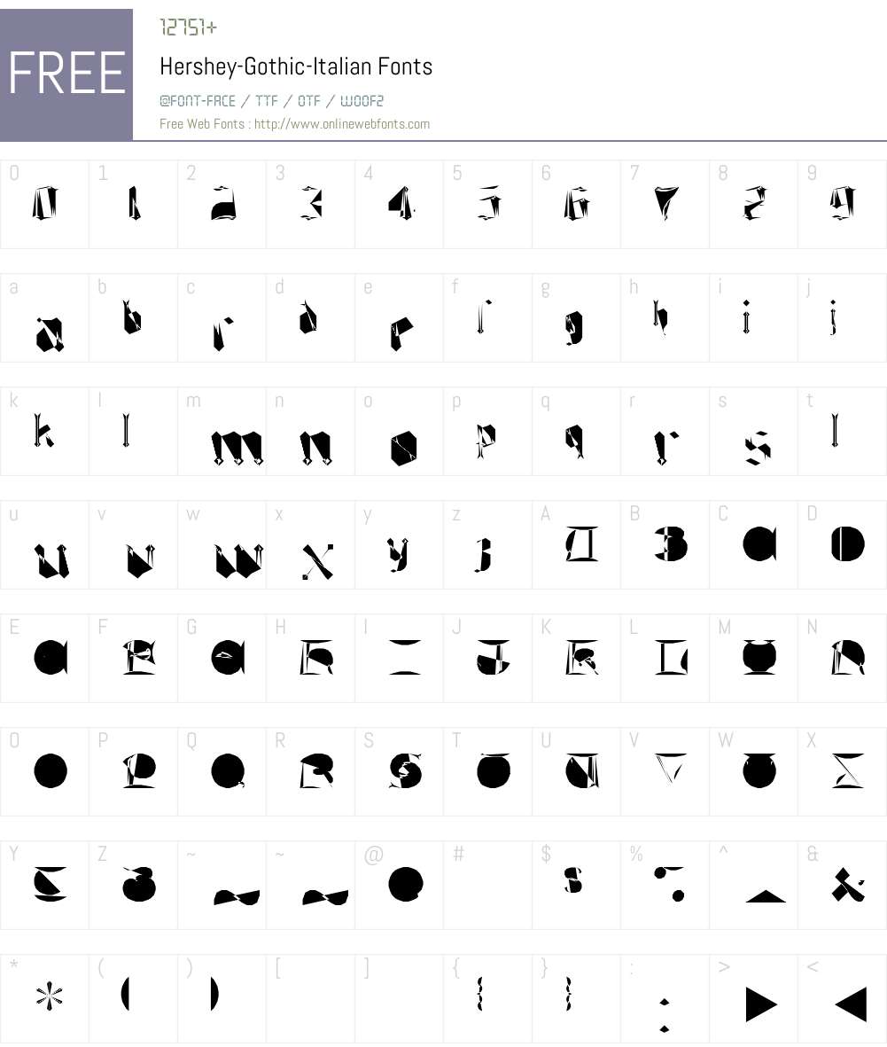 Hershey-Gothic-Italian Font Screenshots