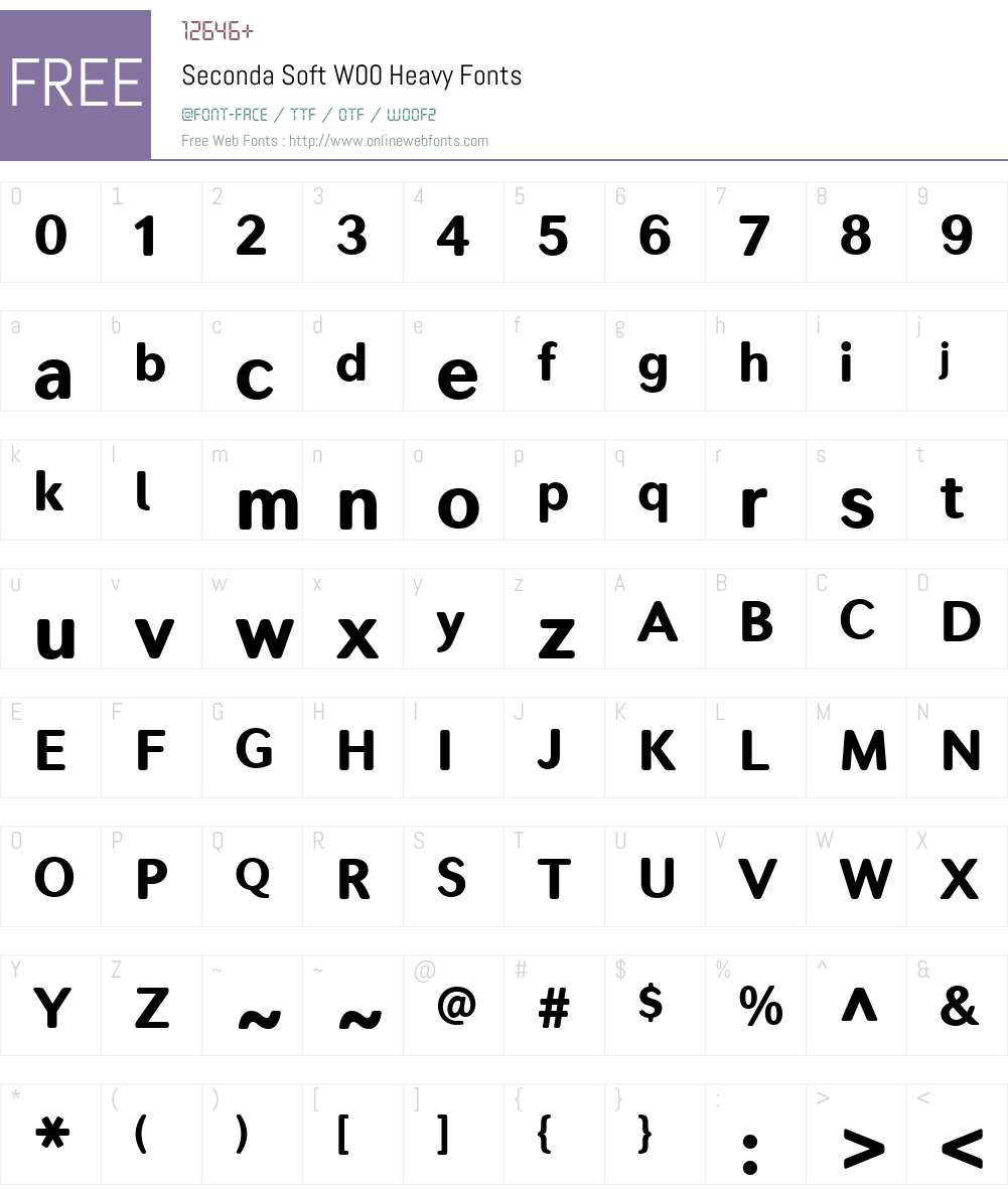 SecondaSoftW00-Heavy Font Screenshots