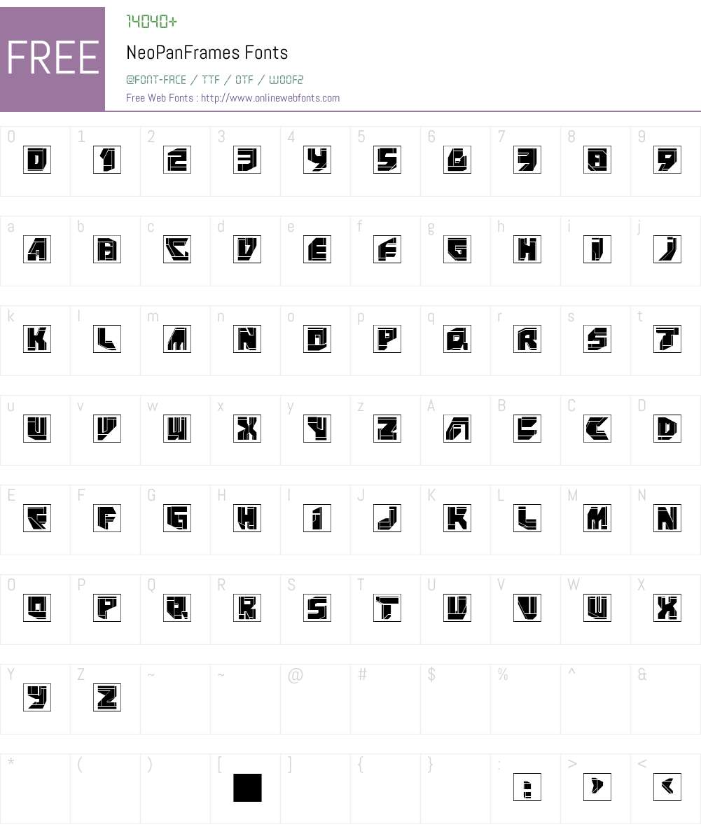 NeoPanFrames Font Screenshots