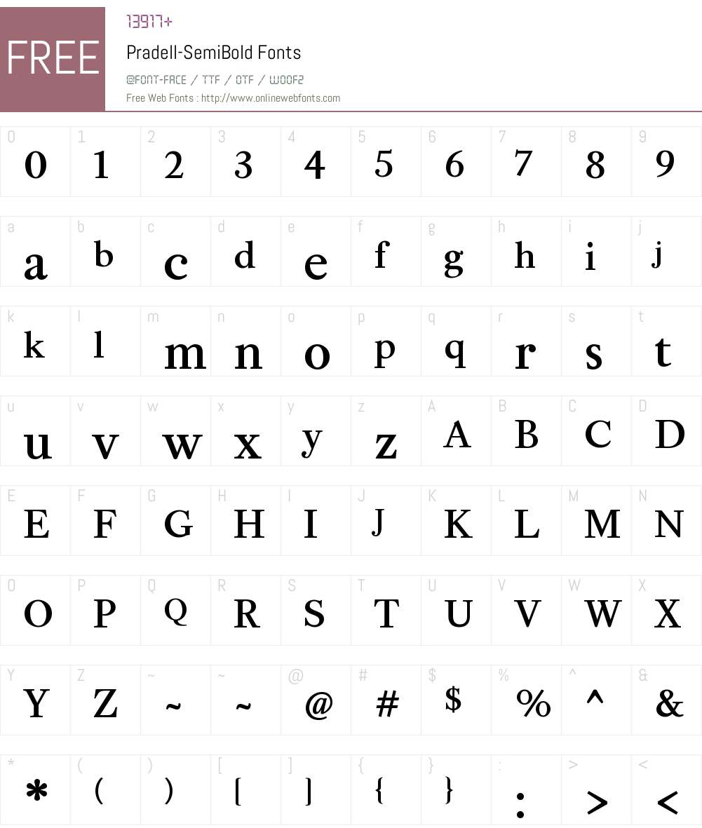 Pradell-SemiBold Font Screenshots