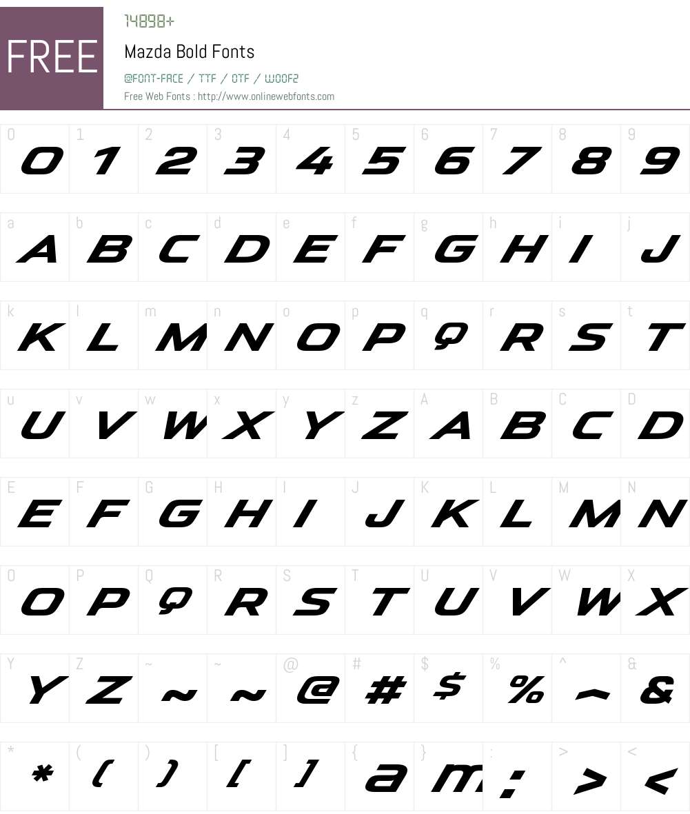 Mazda Font Screenshots