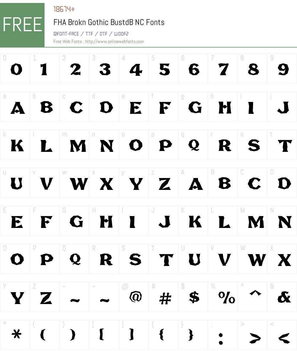 FHA Brokn Gothic BustdB NC Font Screenshots
