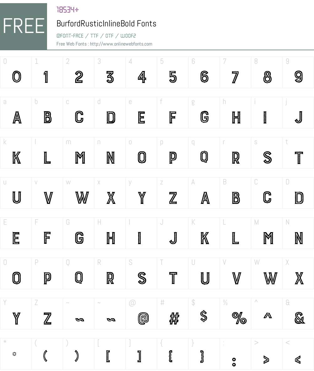 BurfordRusticInlineBold Font Screenshots