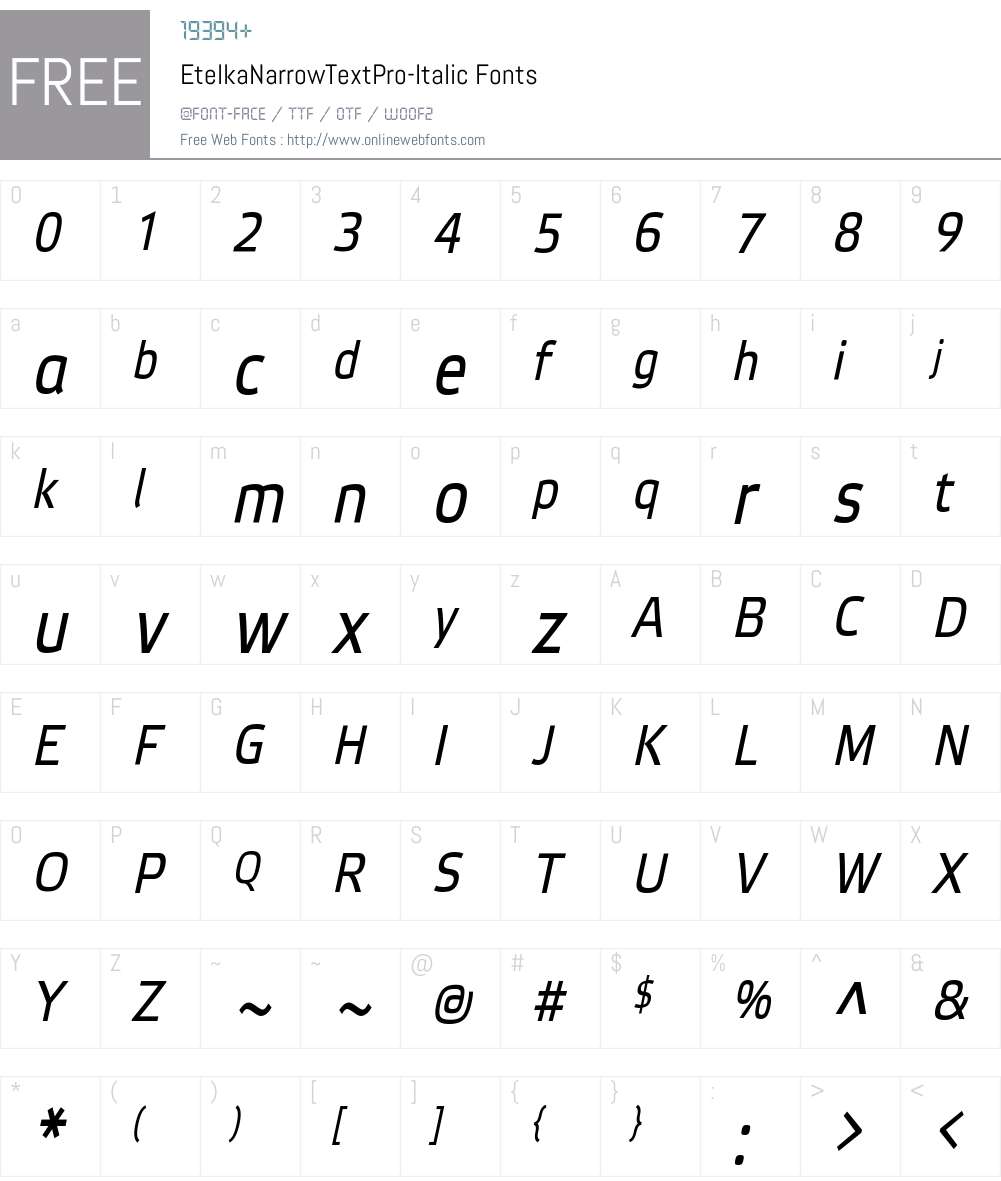 Etelka Narrow Text Pro Font Screenshots