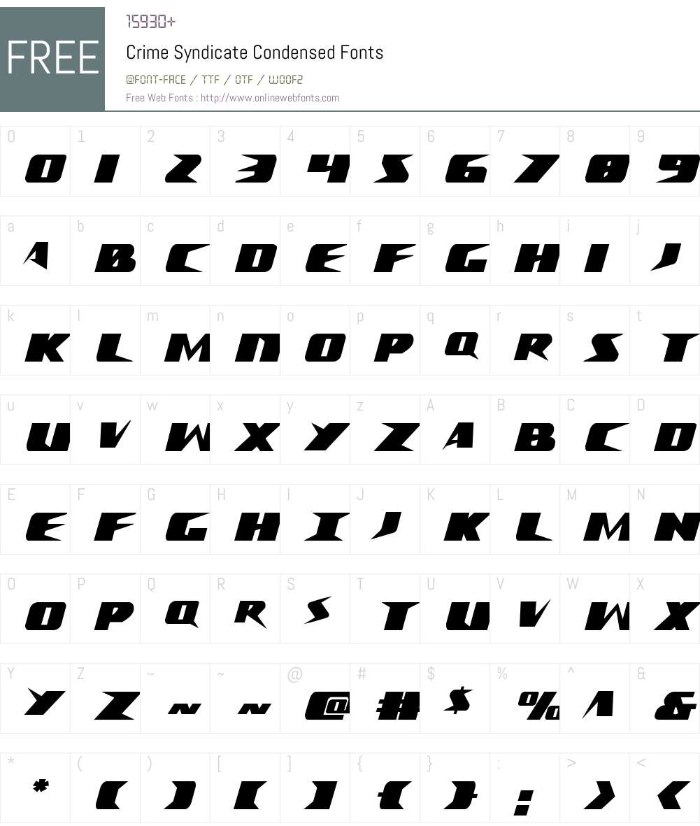 Crime Syndicate Condensed Font Screenshots