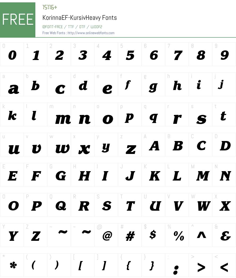 KorinnaEF-KursivHeavy Font Screenshots