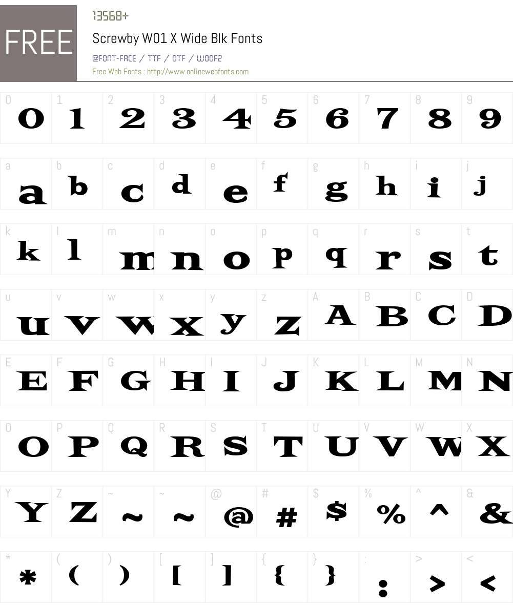 ScrewbyW01-XWideBlk Font Screenshots