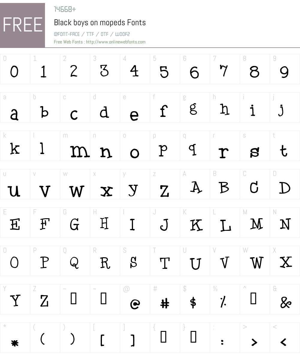Black boys on mopeds Font Screenshots
