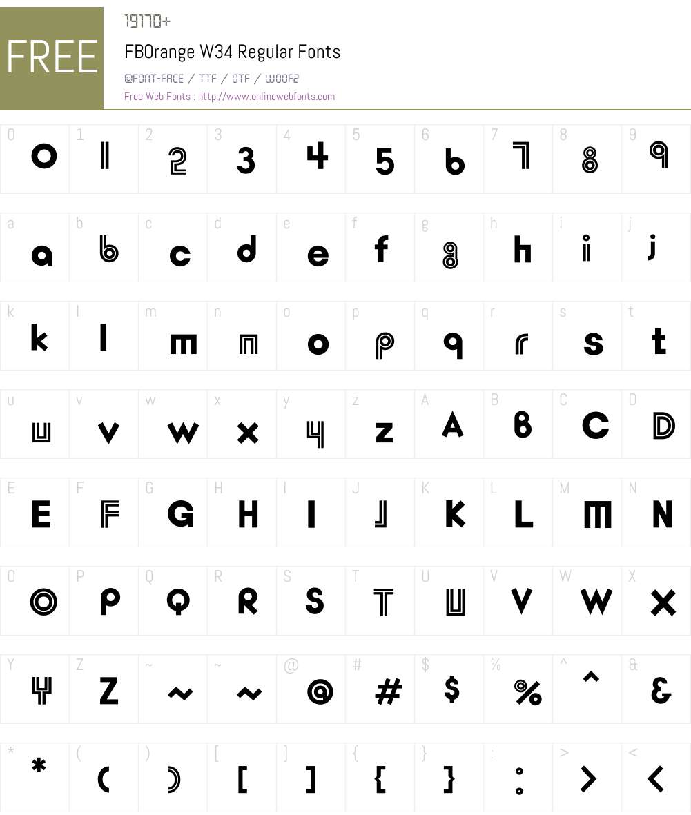 FBOrangeW34-Regular Font Screenshots