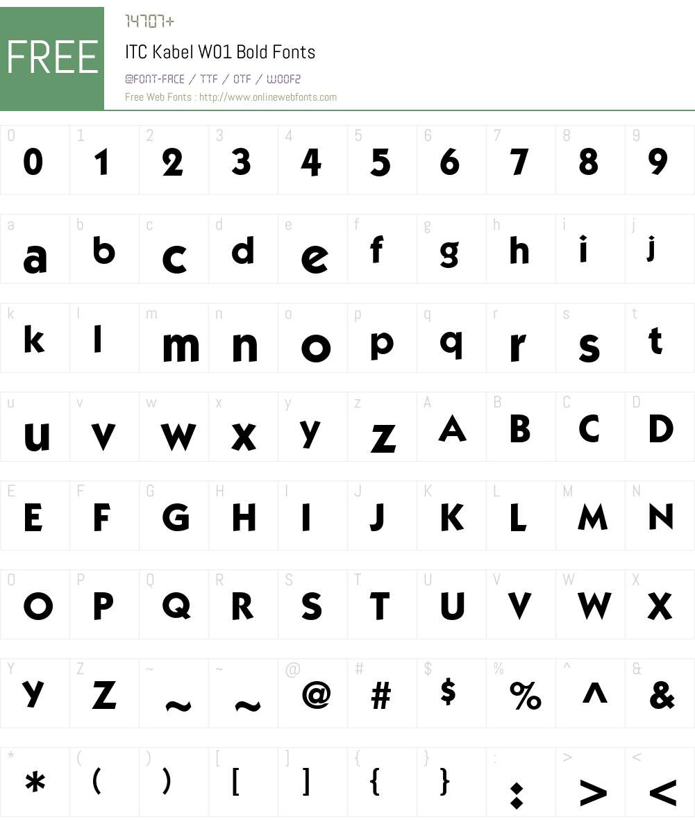 ITCKabelW01-Bold Font Screenshots