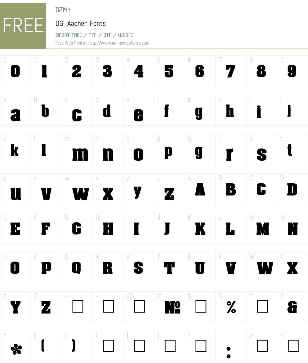DG_Aachen Font Screenshots