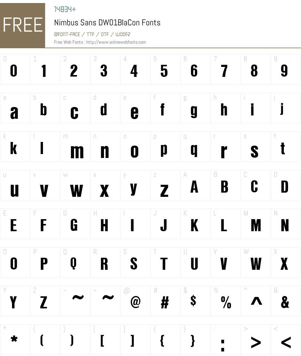 NimbusSanDW01BlaCon Font Screenshots