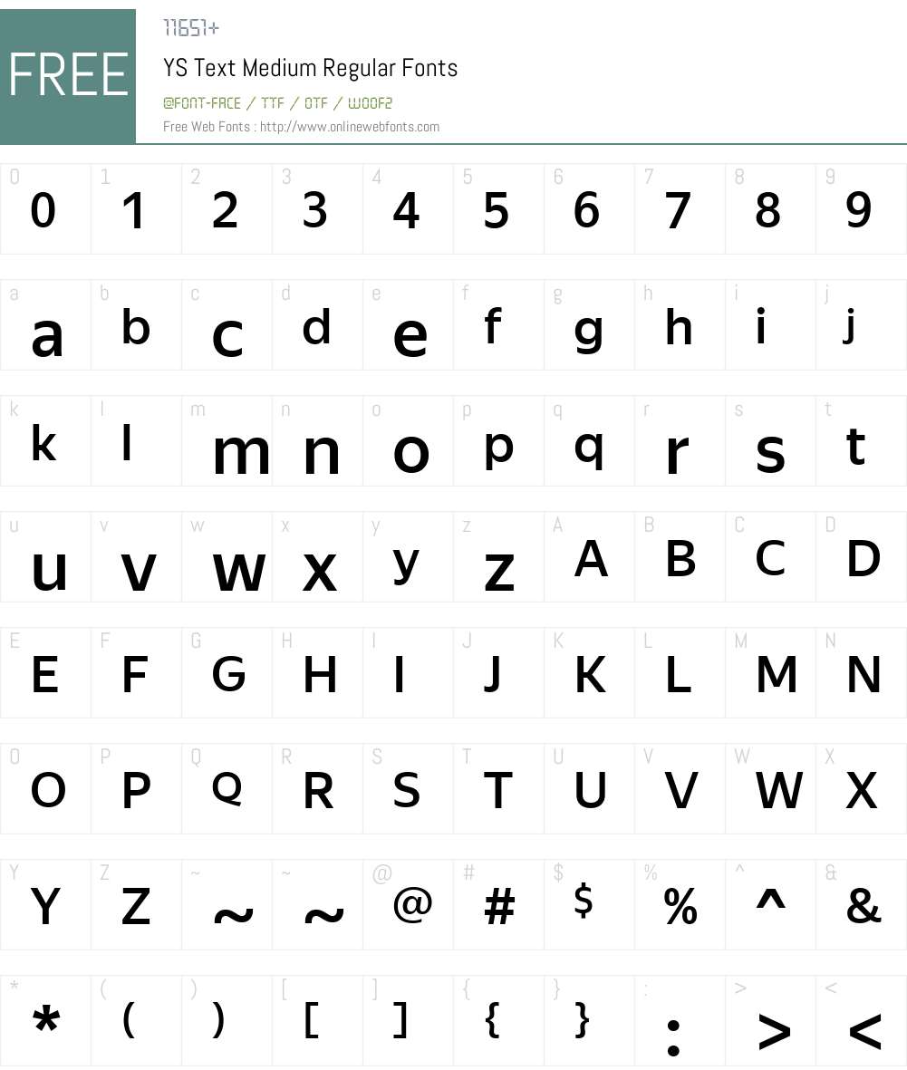 YS Text Medium Font Screenshots