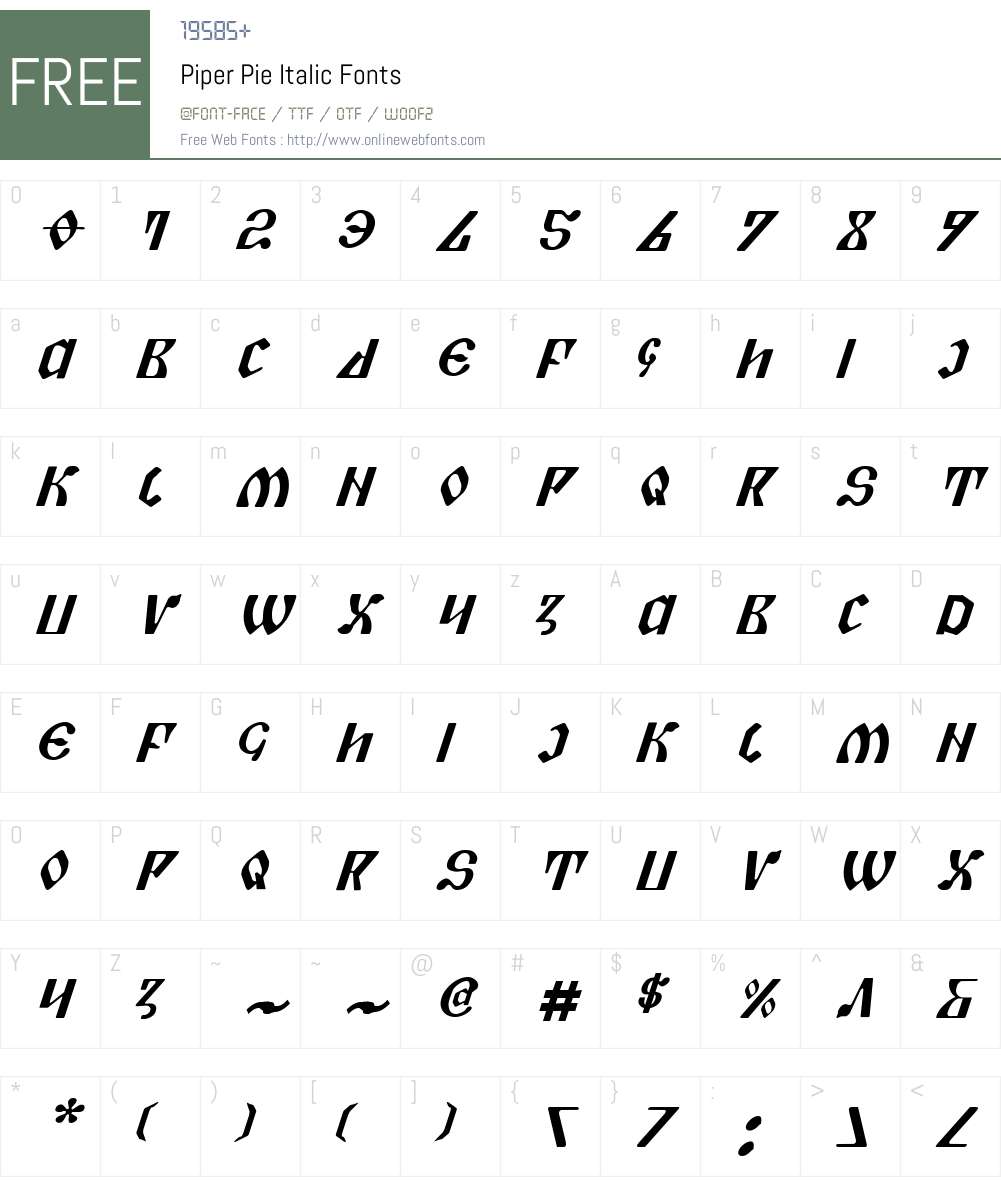 Piper Pie Italic Font Screenshots
